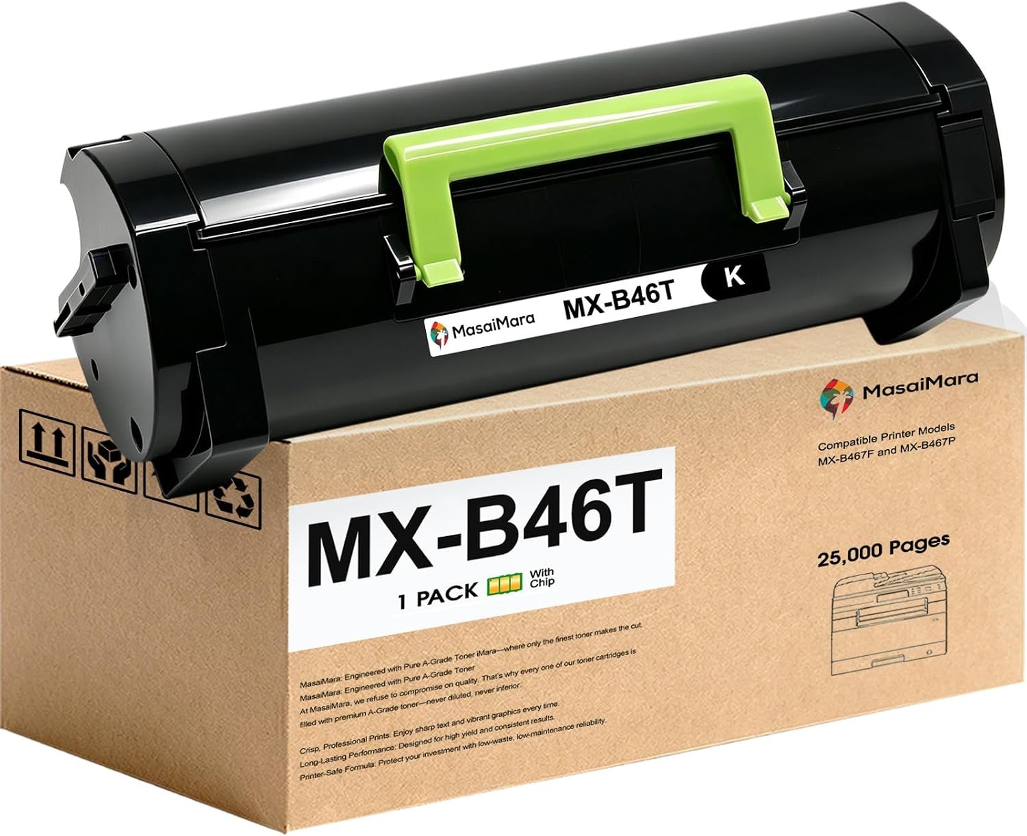 Compatible w/ Sharp MX-B46T Black Toner Cartridge for MX-B467F MX-B467P 25K
