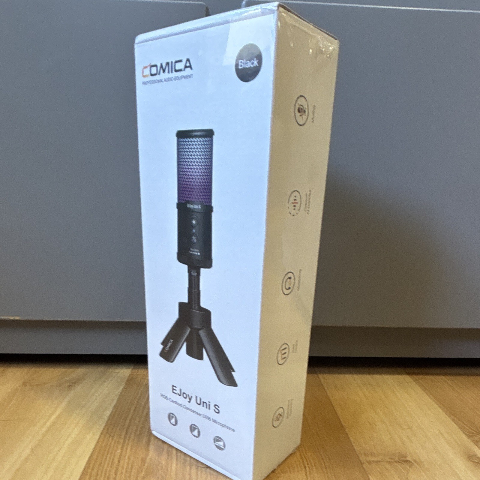 COMICA EJoy Uni S USB-C Cardioid Condenser RGB Microphone, Black