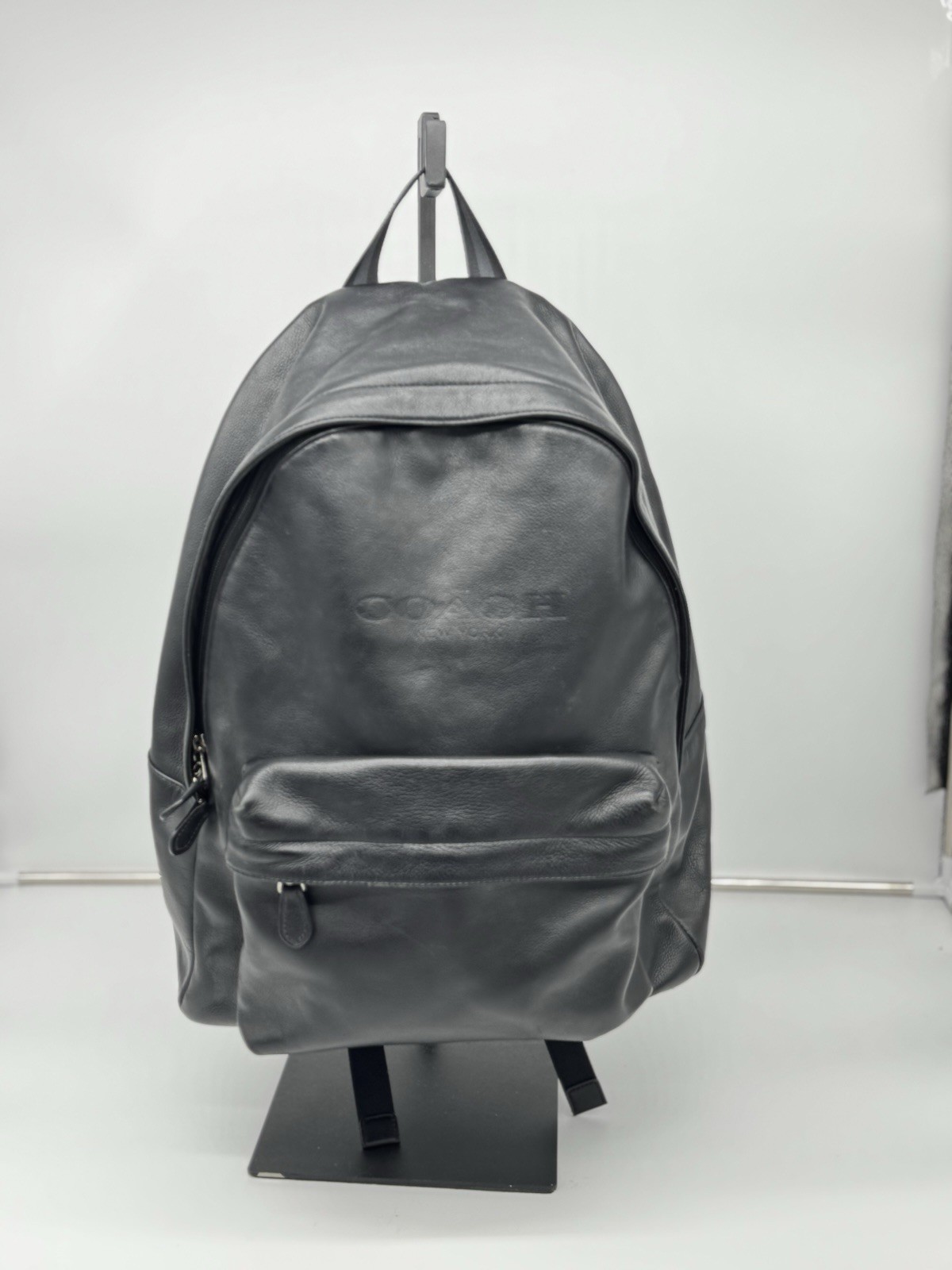 COACH Charles Leather Backpack Black Pebbled Leather Campus Rucksack Backpack