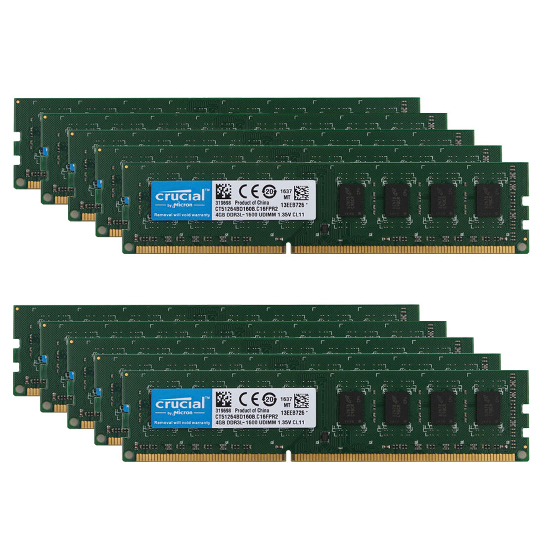 10x Crucial 4GB PC3L 12800 DDR3 1600MHz Memory RAM DIMM For Intel Desktop #NEW