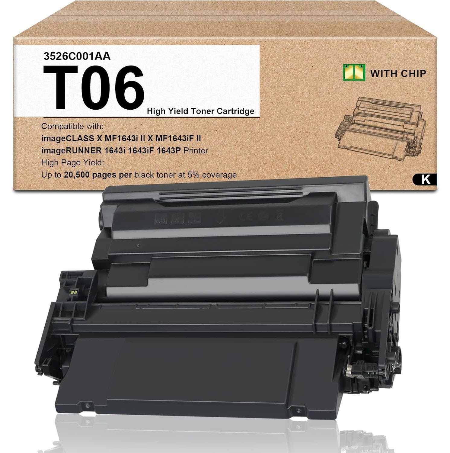 T06 T06L Black Toner Cartridge for Canon T ImageRUNNER 1643I 1643IF 1643 w/ Chip