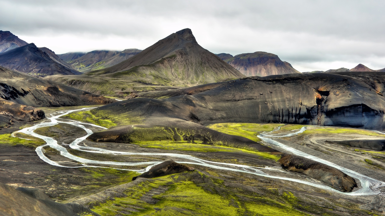 Landscape nature mountains iceland river stream clouds Custom Gaming Mat Desk
