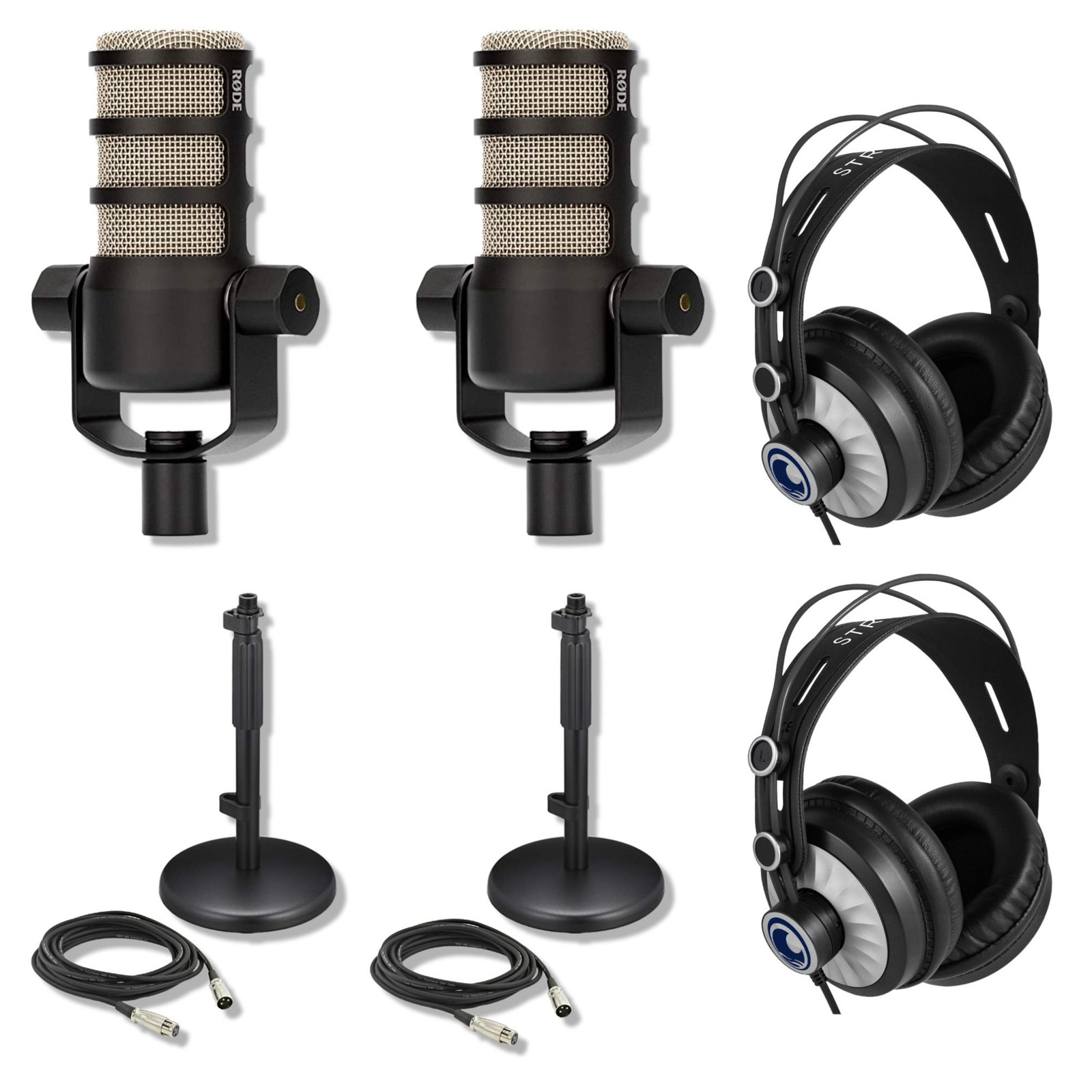 Rode PodMic Dynamic Podcasting Microphones (Pair) with Accessories