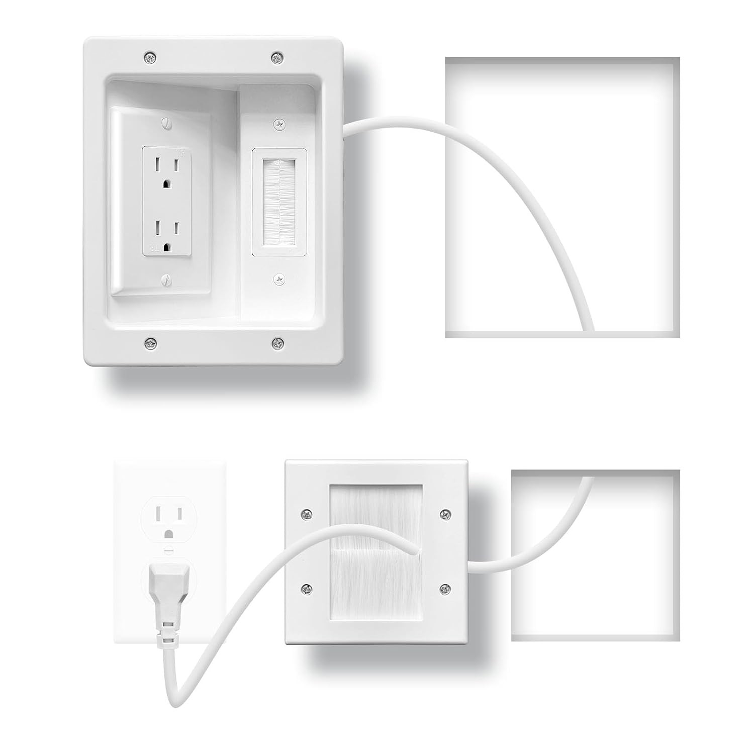 In Wall TV Cable Management Kit with Brush Wall Plate TV Cable Hider Wall Kit-9.
