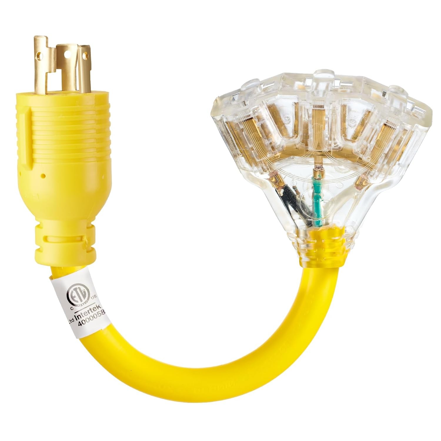 30 Amp to 110 Adapter Cord L5-30P Twist Lock Adapter to 3x 5-20R 5-15R Outlets