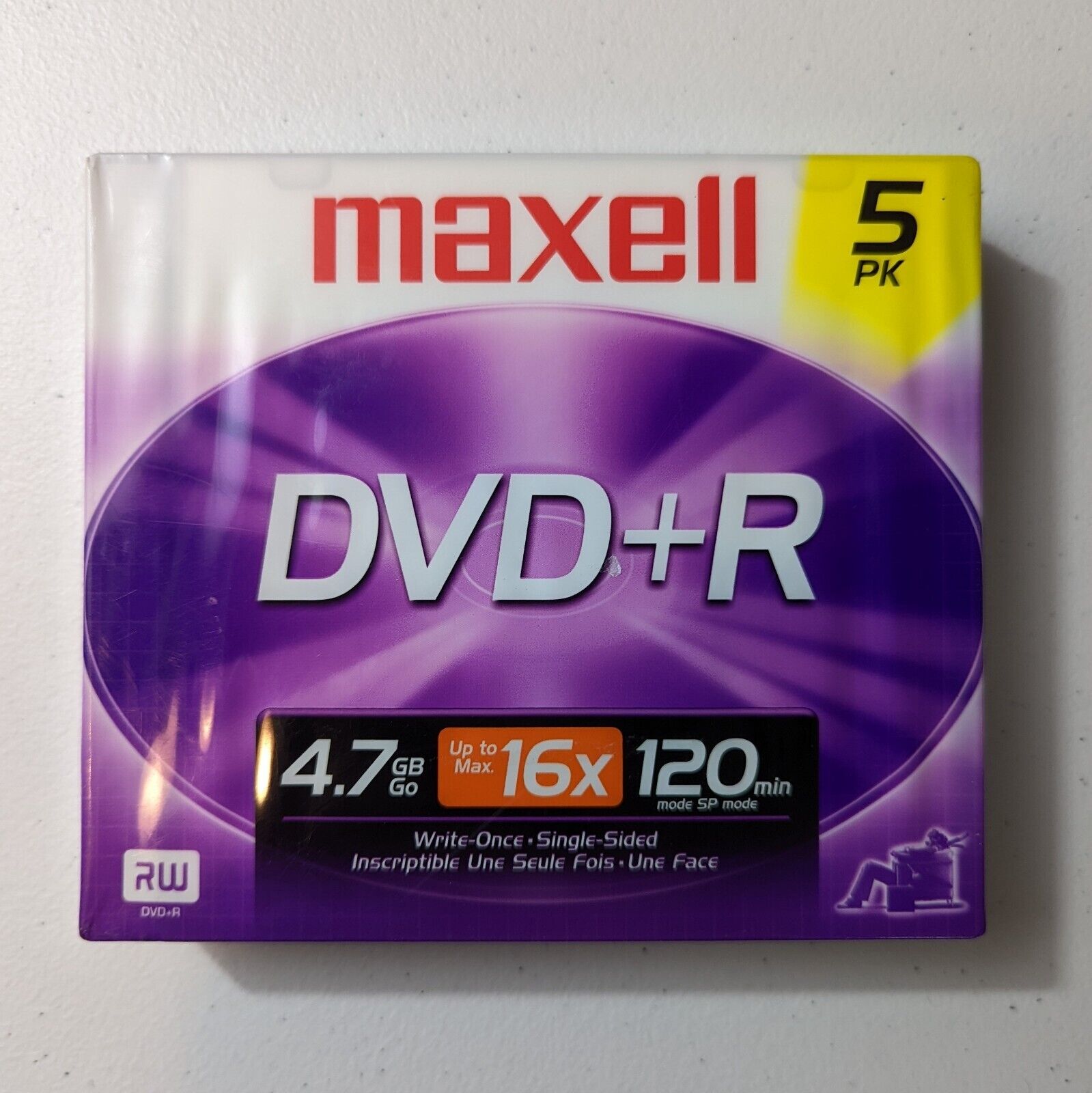 NEW Maxell  4.7 GB DVD+R 5 Pack pk DVD-R 120 minutes up to max 16x music video