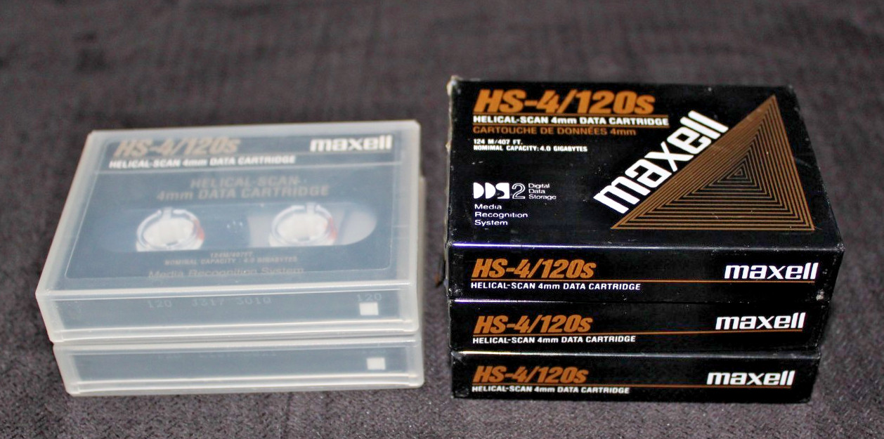 (Genuine) Maxell HS-4/120s 4mm Data Cartridge (3 Sealed, 2 open box) (x5)