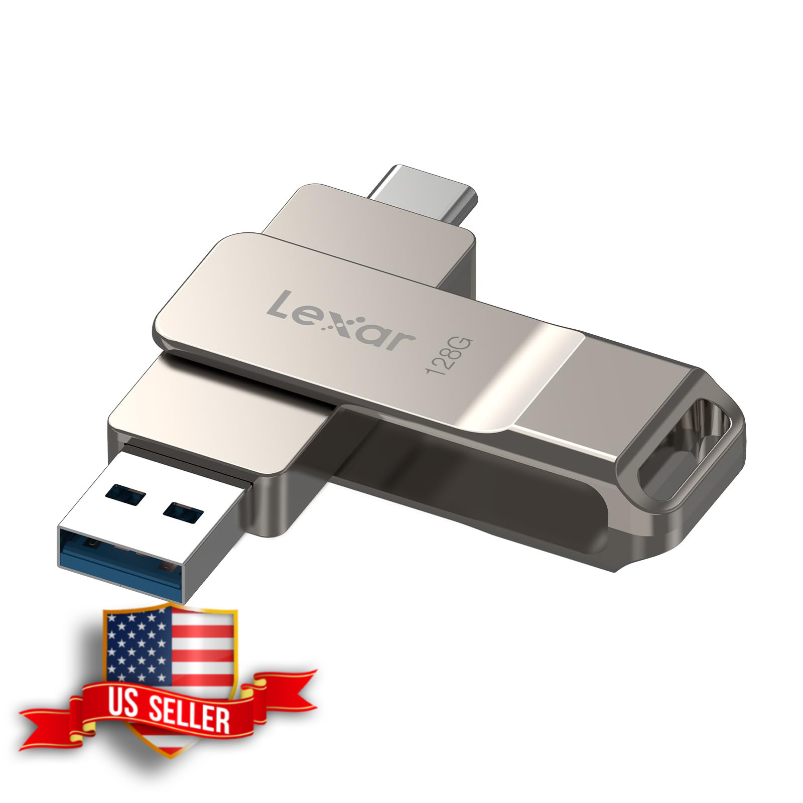 Lexar 128GB Dual USB-C Flash Drive Champagne Silver