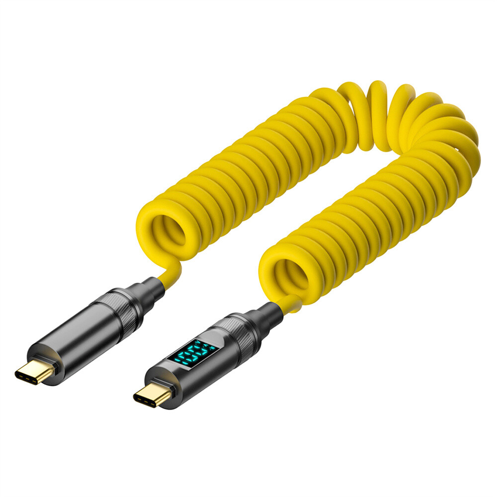 USB-C USB4 Stretch Coiled Data Cable 20Gbps 100W 8K for Laptop Disk Phone Type-C