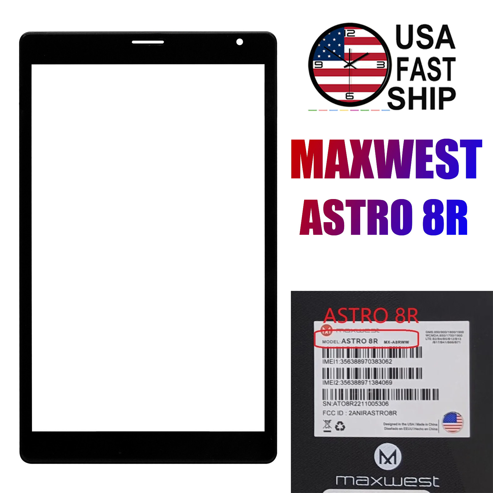 Digitizer Touch Screen 8 inch Display Panel Glass For Maxwest ASTRO 8R Tablet