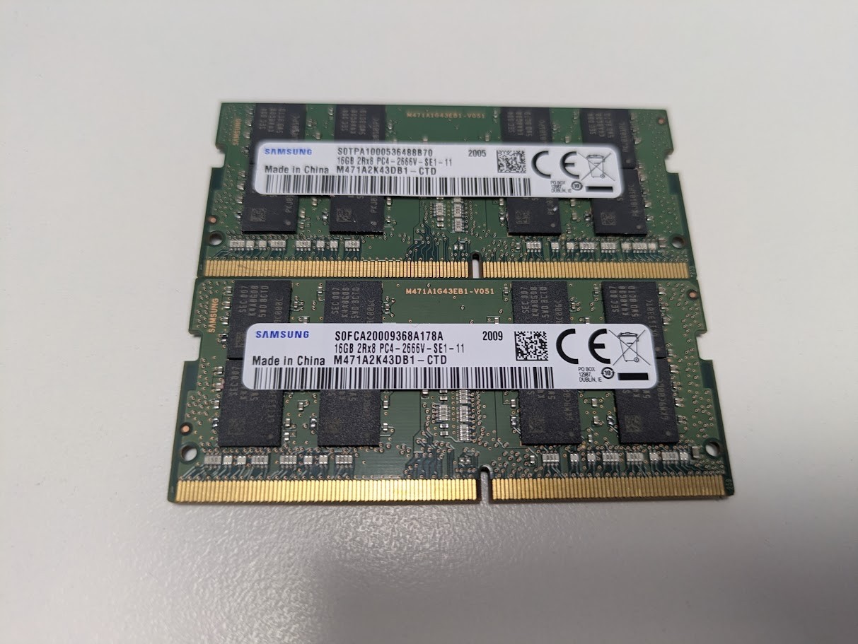 2x Samsung 16GB 3200MHz DDR4 SODIMM RAM 260-Pin Laptop RAM