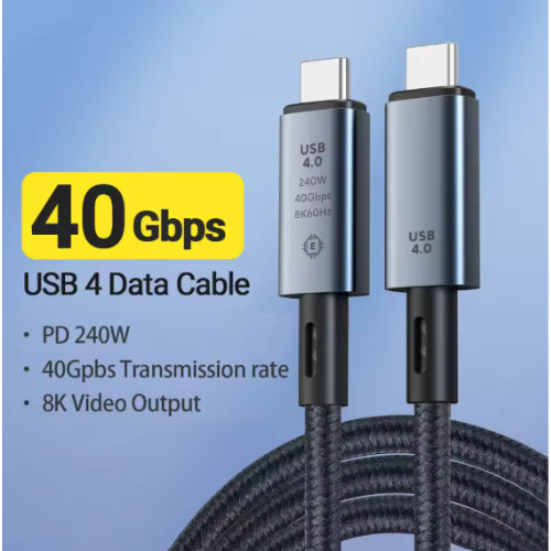 USB4 Type C Cable 40Gbps 240W PD Fast Charge 8K Thunderbolt 3/4 USB-C for laptop
