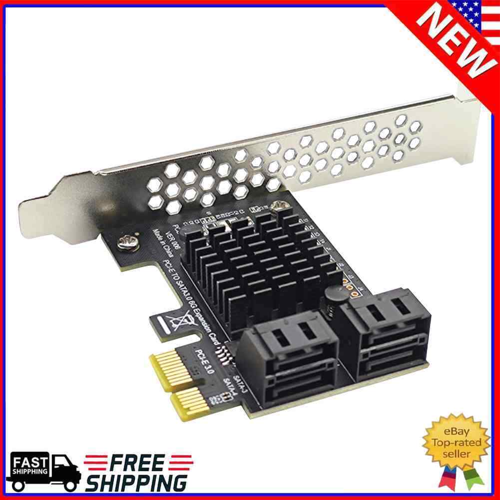 4 Port SATA III PCIe Card 6Gbps SATA 3.0 to PCI-e 1X Adapter with Bracket