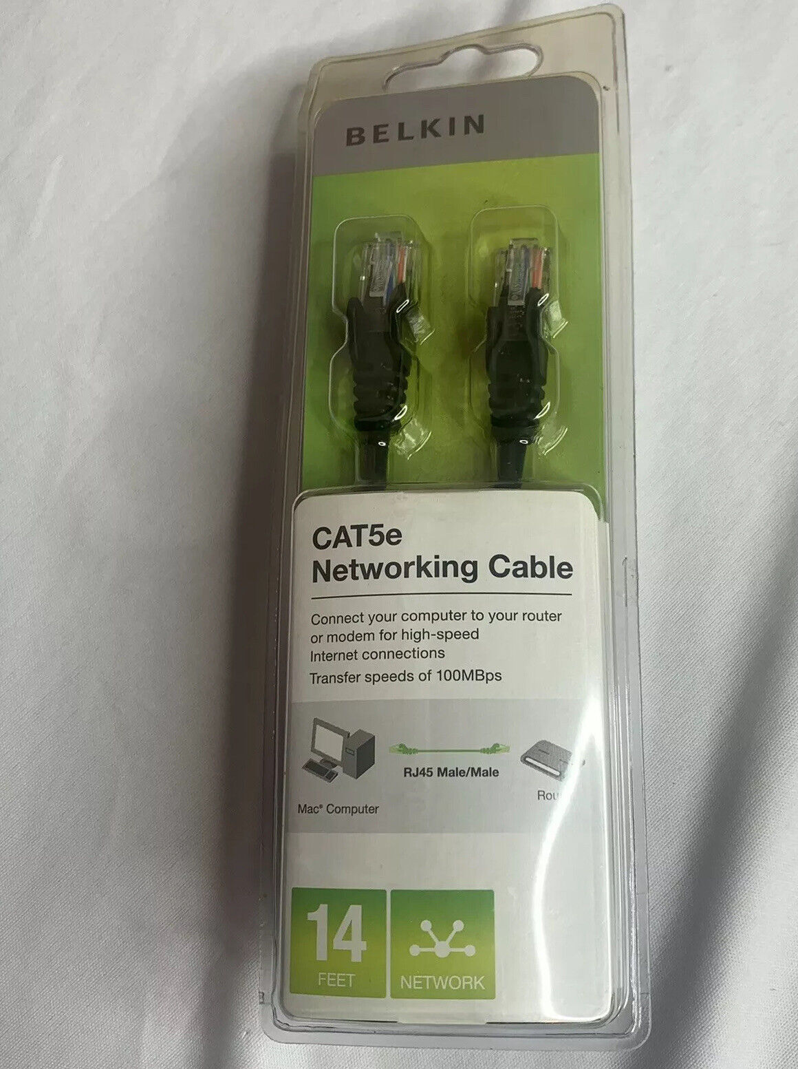 Belkin 14 Foot Cat 5e Networking Cable , Unopened Package But Dented. RJ45