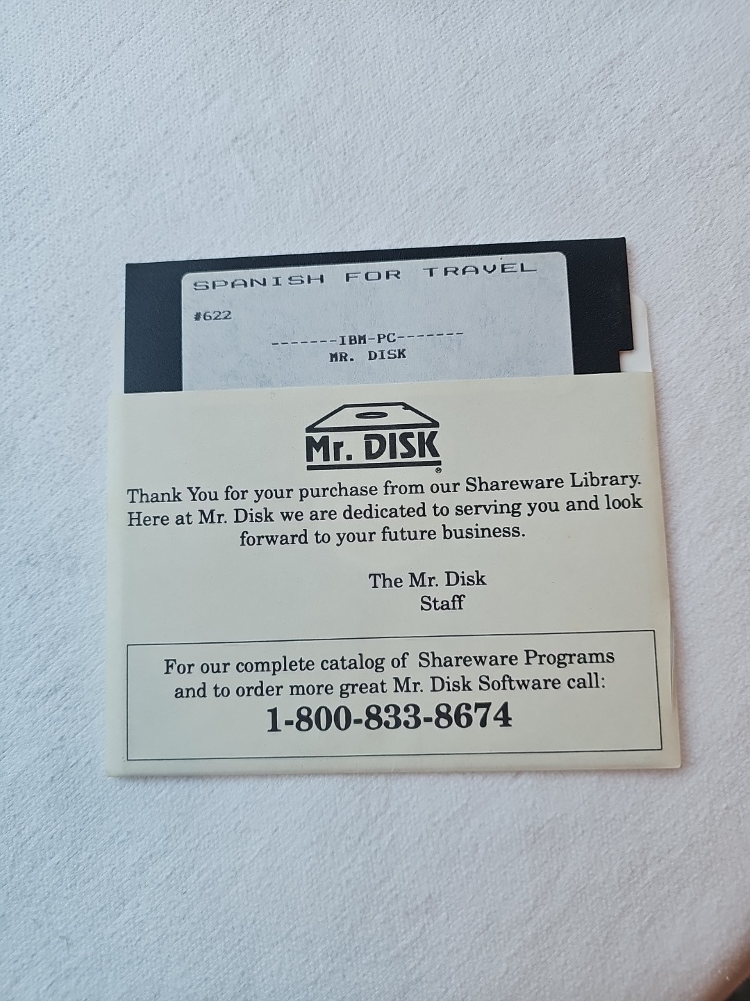 Mr. Disk Shareware #622 Spanish For Travel Vintage 5.25 Inch Floppy Disk