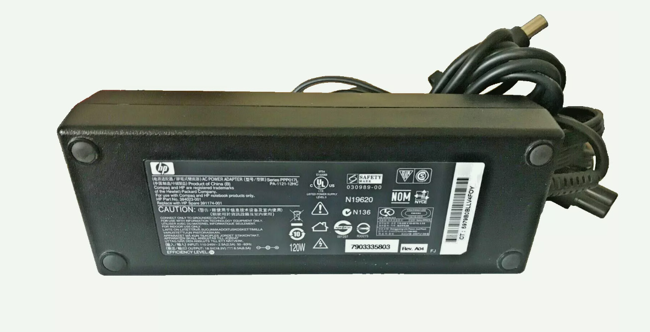 Genuine OEM HP 120W AC Adapter Power Supply 030989-00 N19620 906329-002 w/Cord