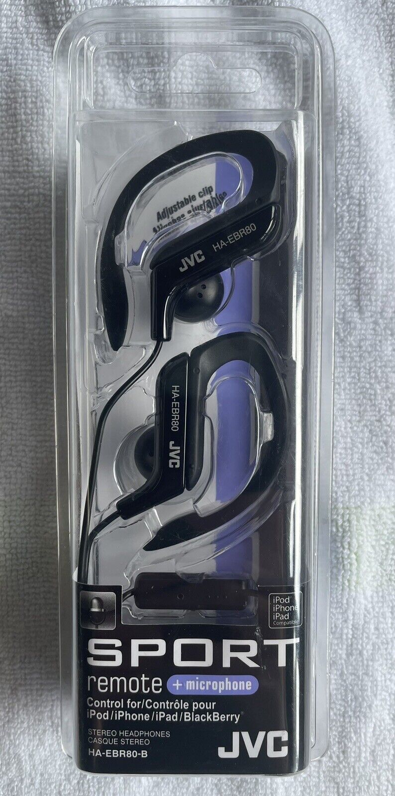 JVC Ha-Ebr80-A Sport Clip Earphones With Microphone (Black) Headphones New