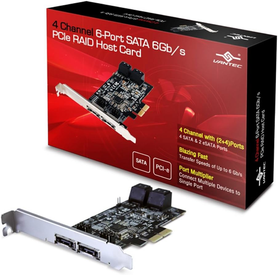 Vantec 4-Channel 6-Port SATA 6Gb/s PCIe RAID Host Card with HyperDuo Technology