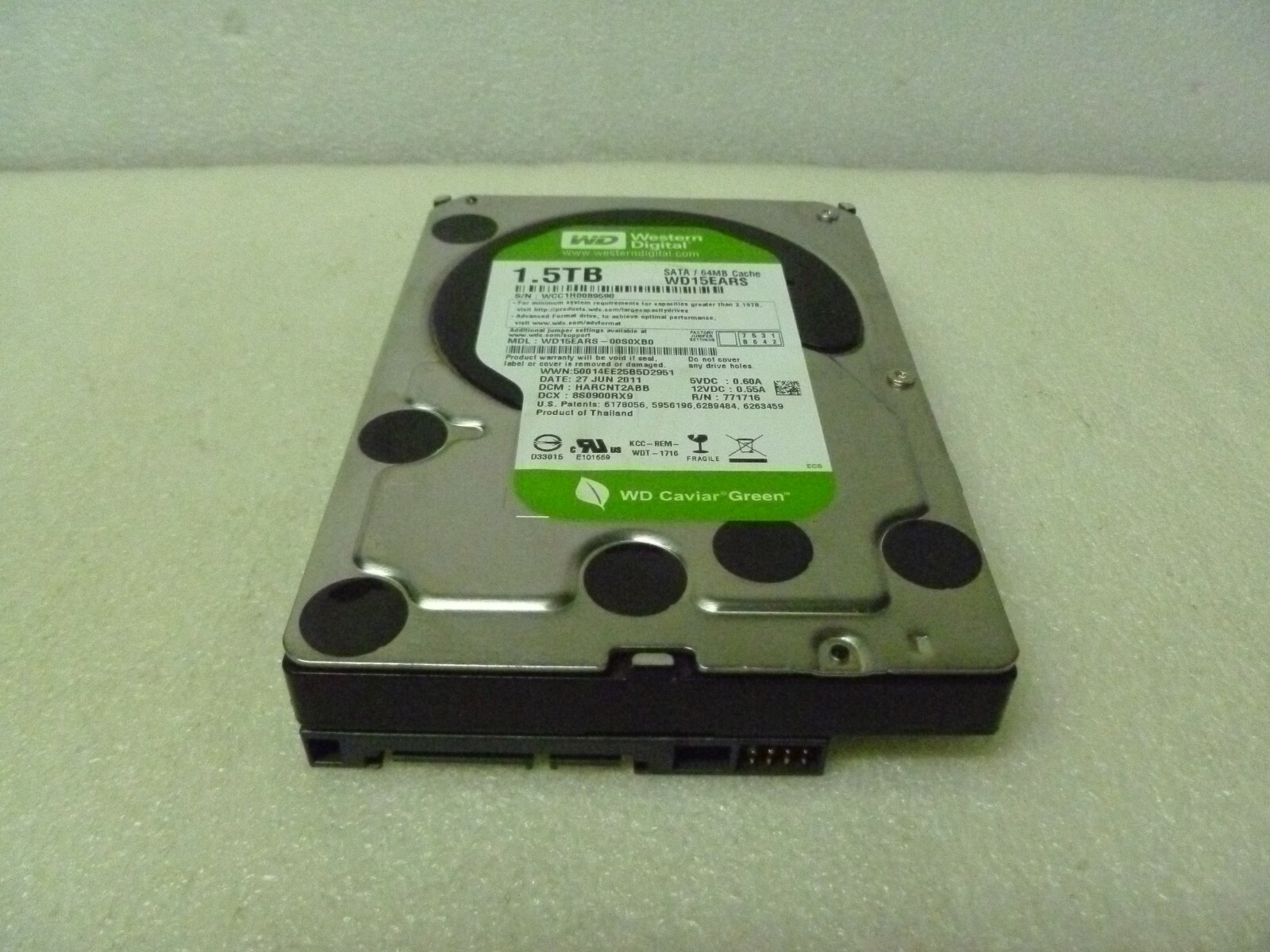 WESTERN DIGITAL WD15EARS-00S0XB0 1.5TB SATA HARD DRIVE DCM:HARCNT2ABB