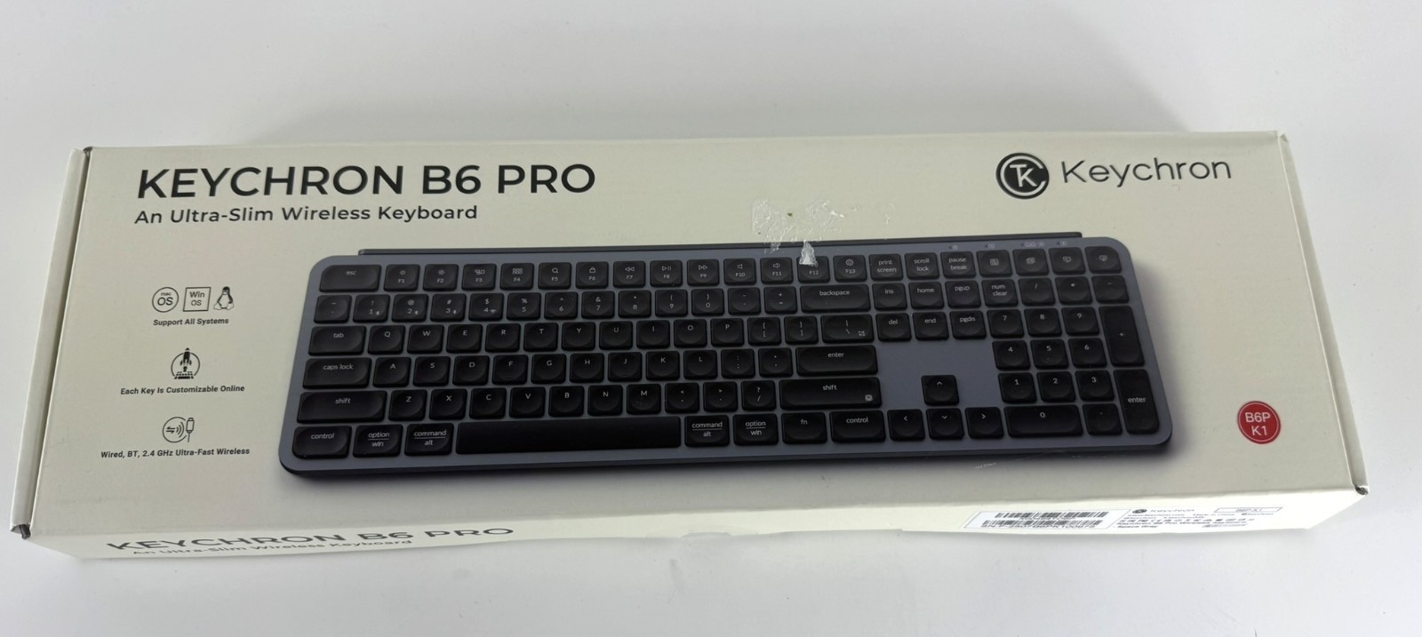 Keychron B6 Pro Wireless Keyboard – Space Gray – Ultra-Slim 2.4G – Full READ