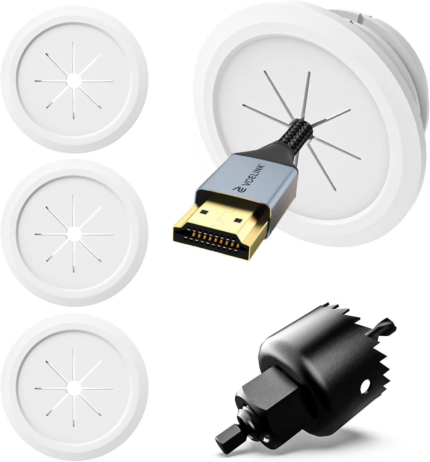 in-Wall Cable Management Kit, Fits 4 Low-Voltage Cables, 4-Pack