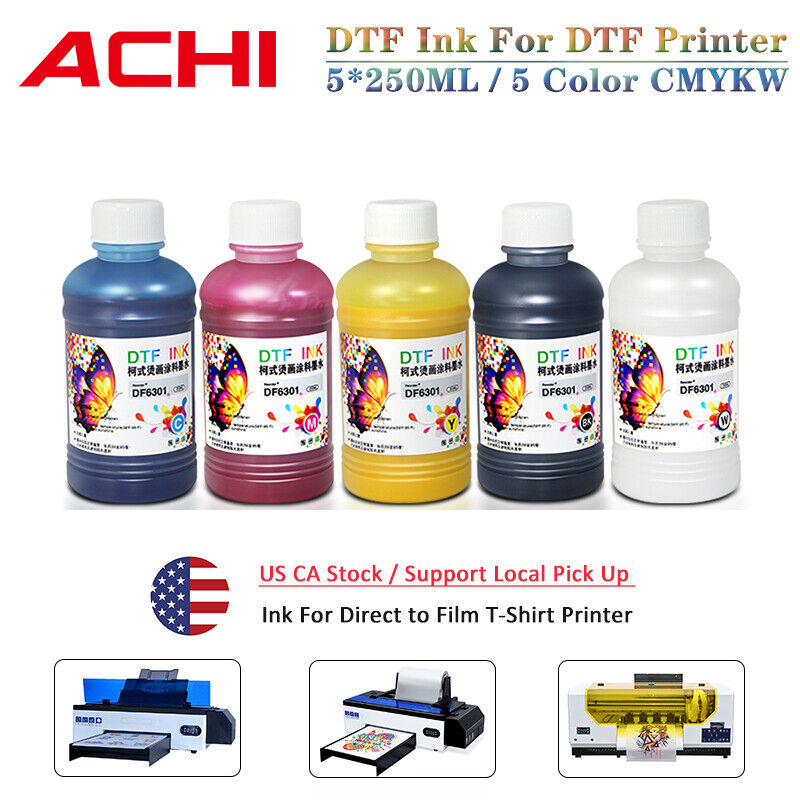 ACHI DTF Ink Direct to Transfer Film Ink 5*250ml For R1390 / L1800 DTF Printer