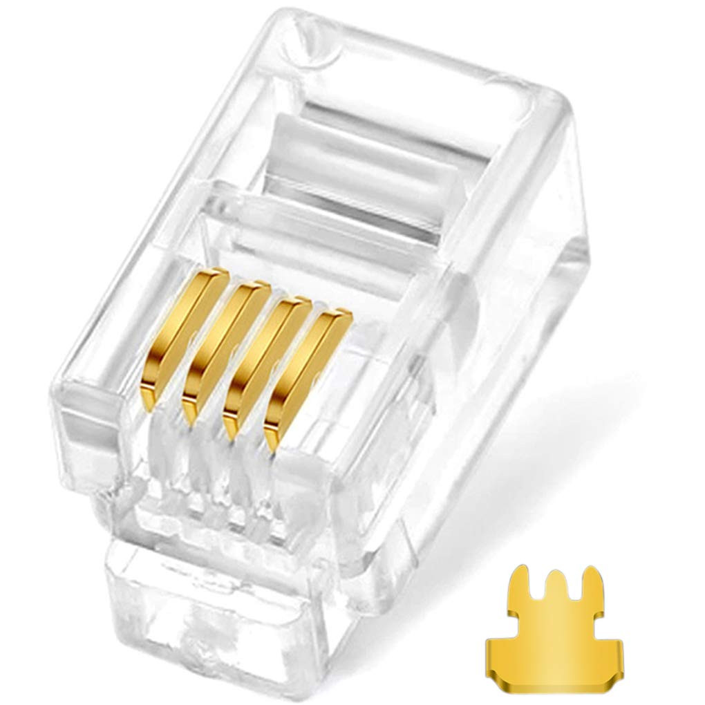 NECABLES 20Pack Telephone Modular Plug RJ9/RJ10/RJ22 4P4C Connector