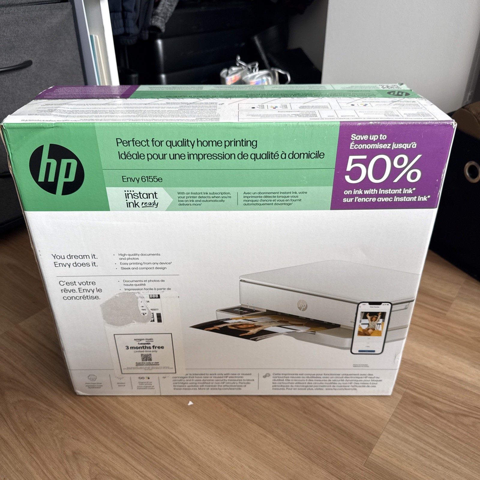 HP Envy 6155e Wireless All-in-One Color Printer Scanner Copier with Instant Ink
