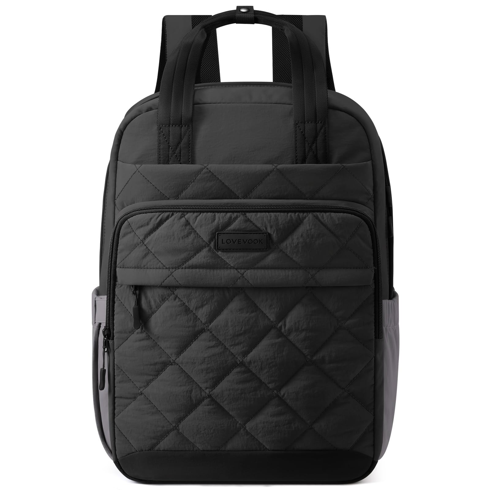 LOVEVOOK Puffer Backpack for Women Fits 15.6 Inch inch, Black/Gray