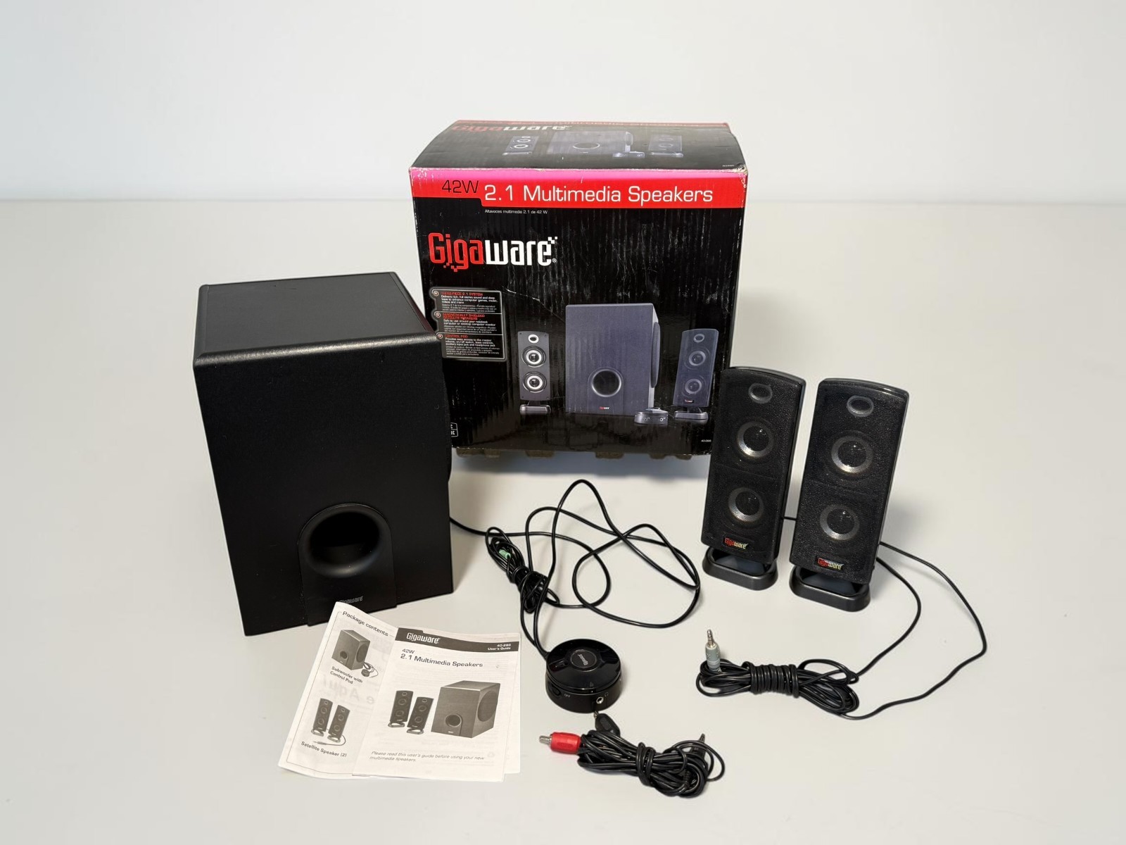 Gigaware 42W 2.1 Multimedia Speakers Subwoofer System w/ Box - TESTED