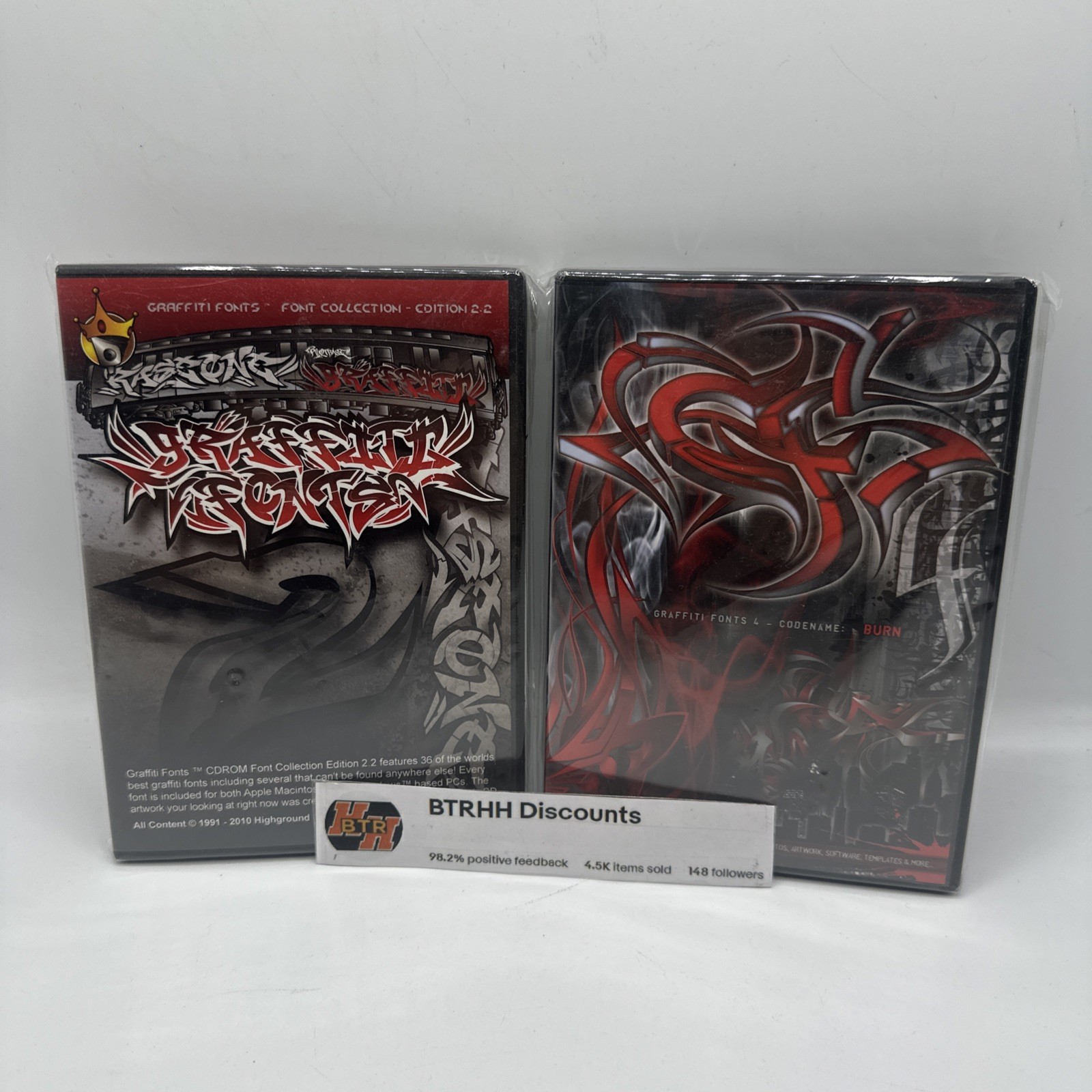(2)Graffiti Fonts 4.0 & 2.2 DVDs Artwork - 100 fonts, 600+ vector Highground Col