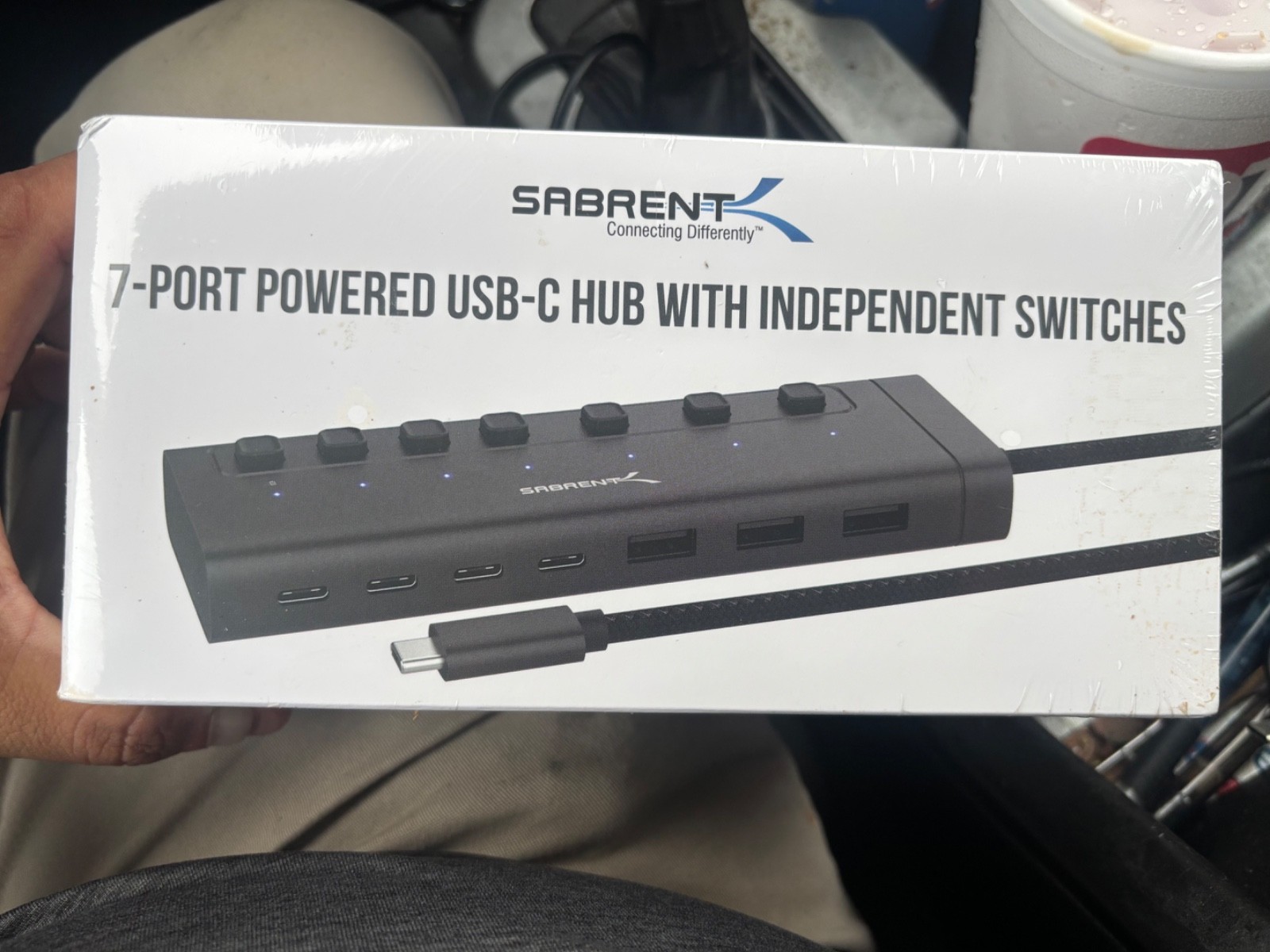 SABRENT- 7-Port USB-C Hub 48W Powered 5Gbps 3 USB-A 4 HB-3A4C 20W PD LED ,New