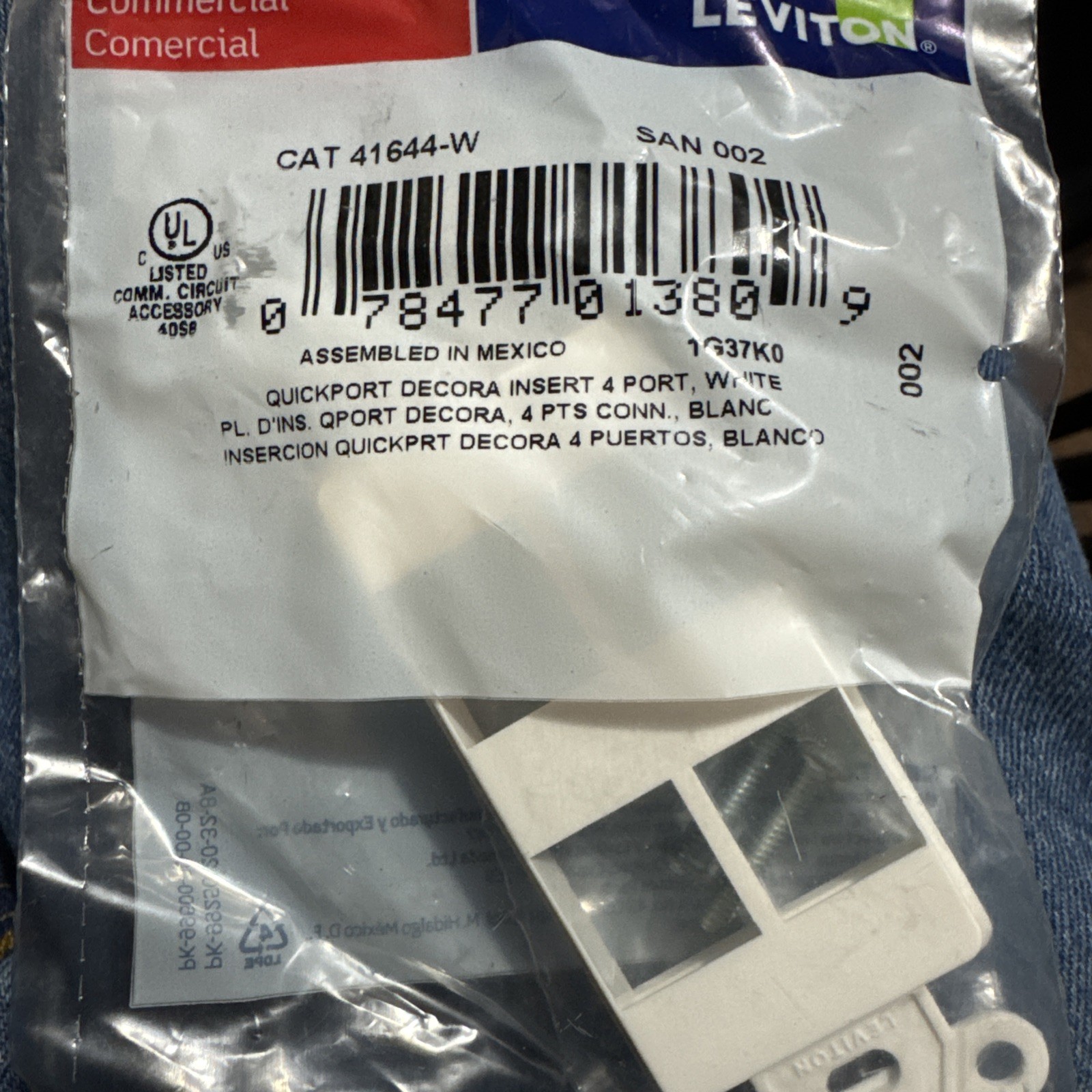 Leviton Decora Quickport Insert 4 Port White 41644-W x23 