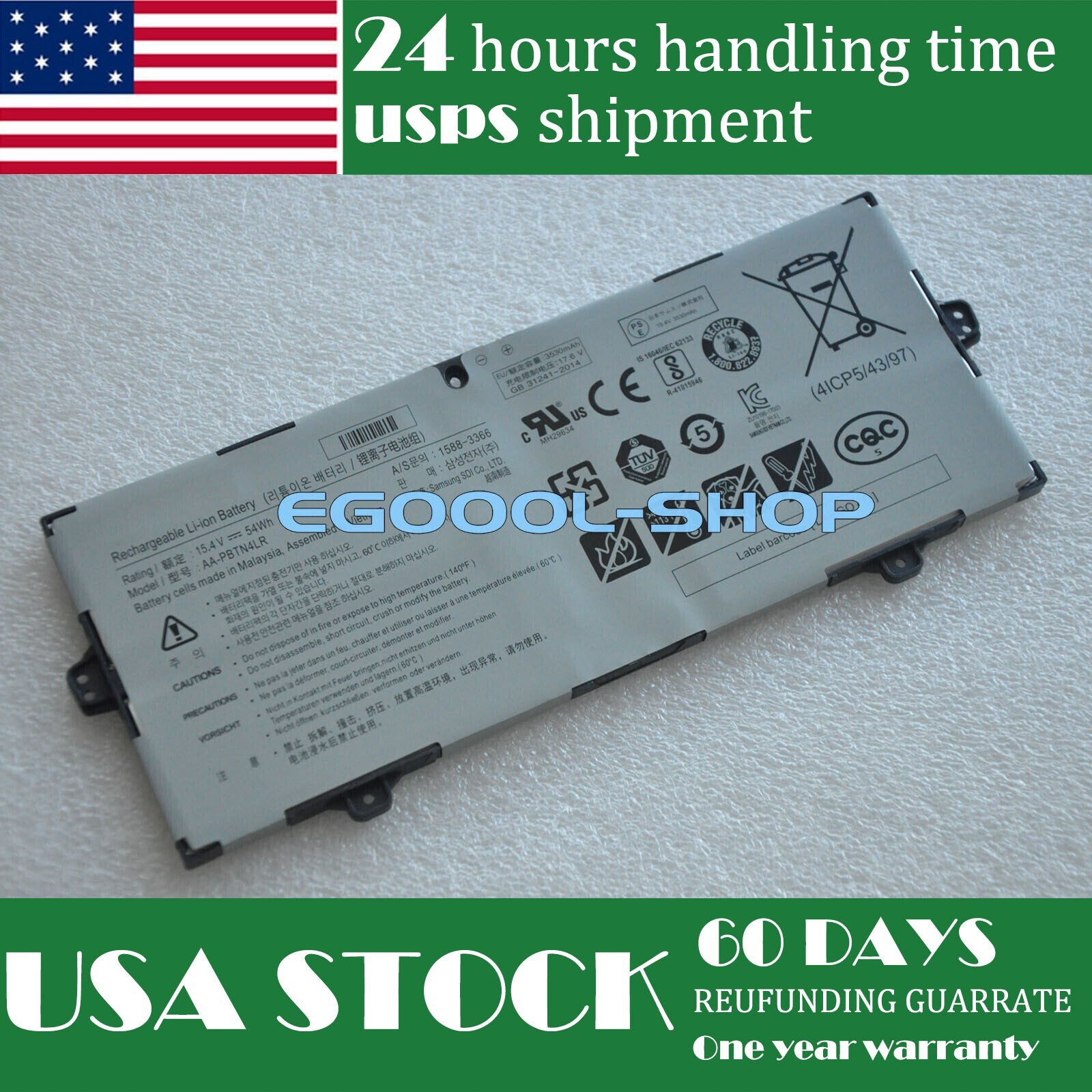 New OEM AA-PBTN4LR Battery for Samsung NP940X3M NP940X5M NP940X5N NP940X5N-X01US