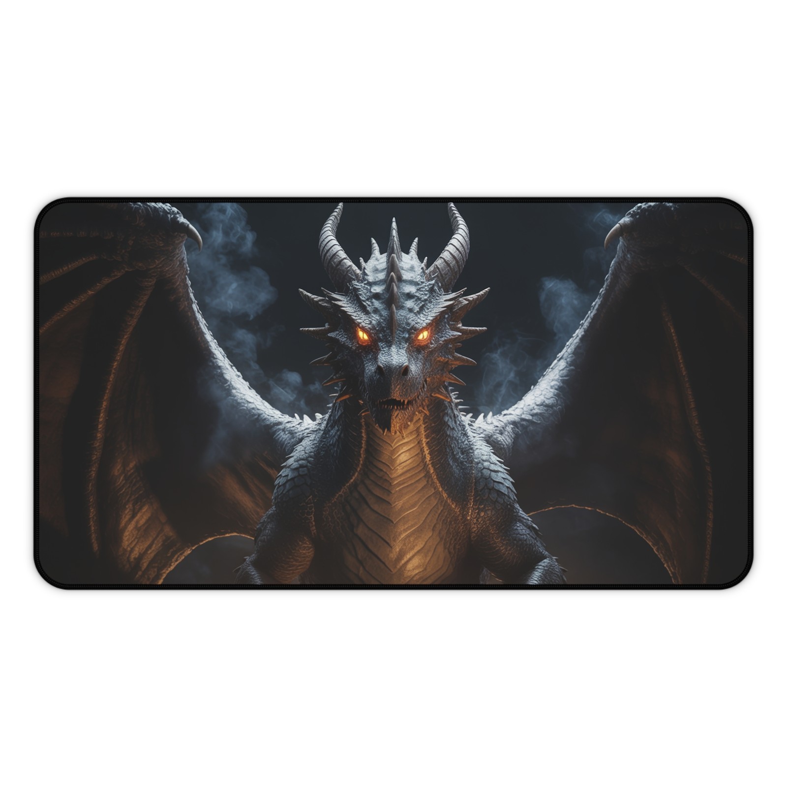 Shadow Black Dragon Gaming Desk Mat Large Dark Fantasy Mouse Pad XL