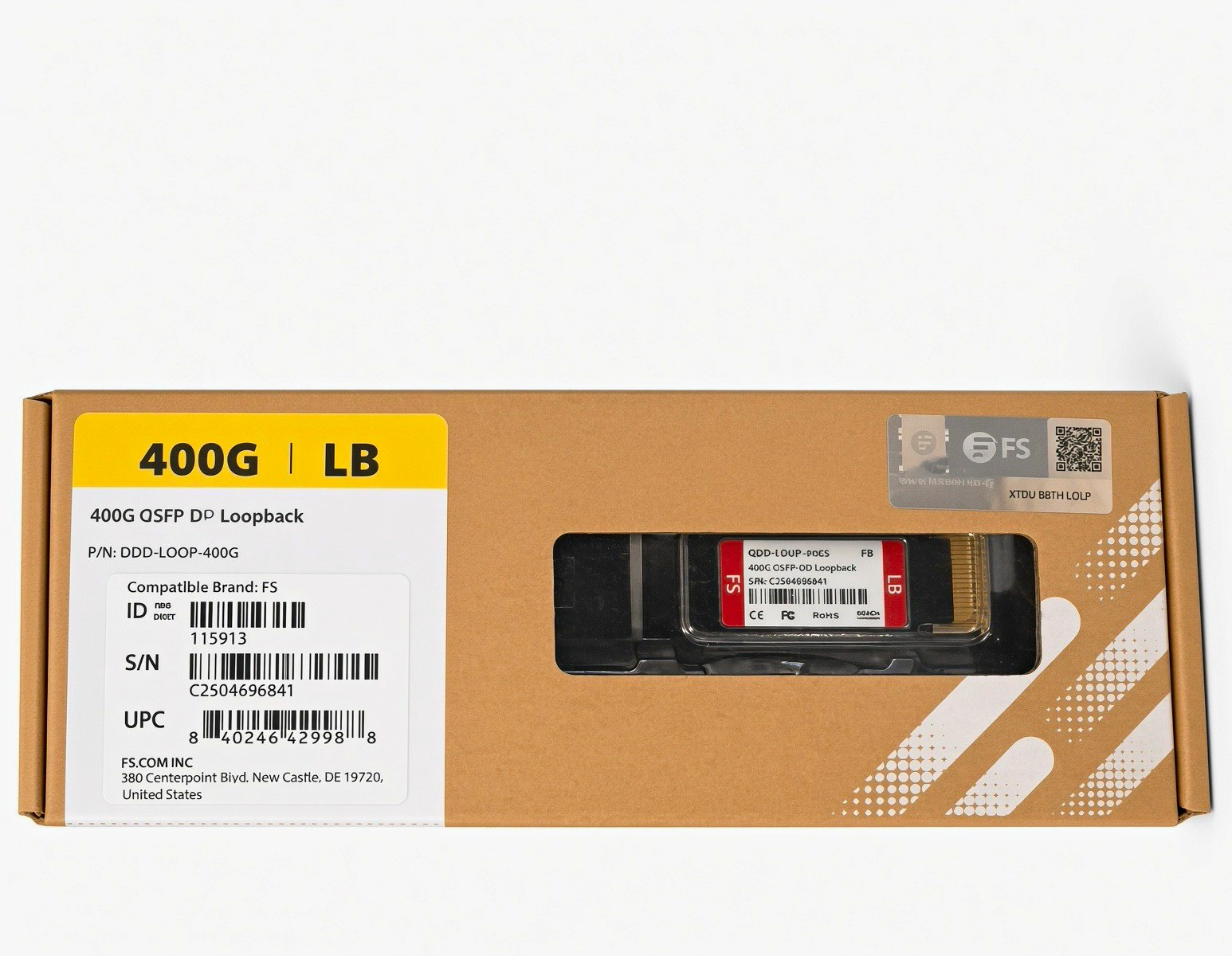 FS DPD-LOOP-400G 400G SFP-DD DP Loopback Module, Black/Red, PC