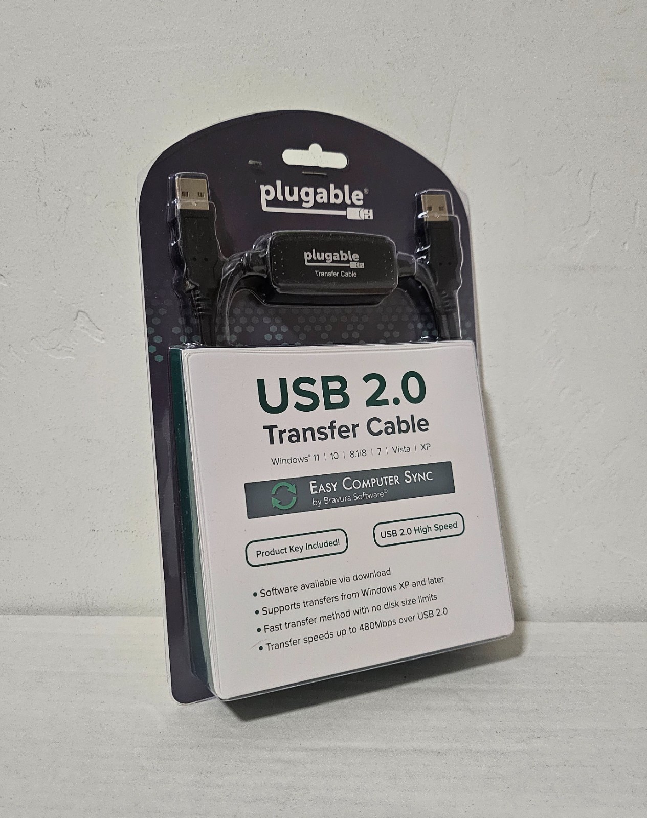 Plugable USB 2.0 Easy Transfer Cable for Windows 11 10 8.1/8 7 Vista XP - New