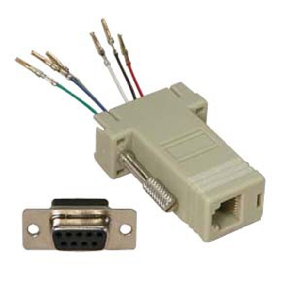 DB9 9-Pin Serial RS232 Female to RJ12/RJ11 Phone Line Jack 6P6C Modular Adapter