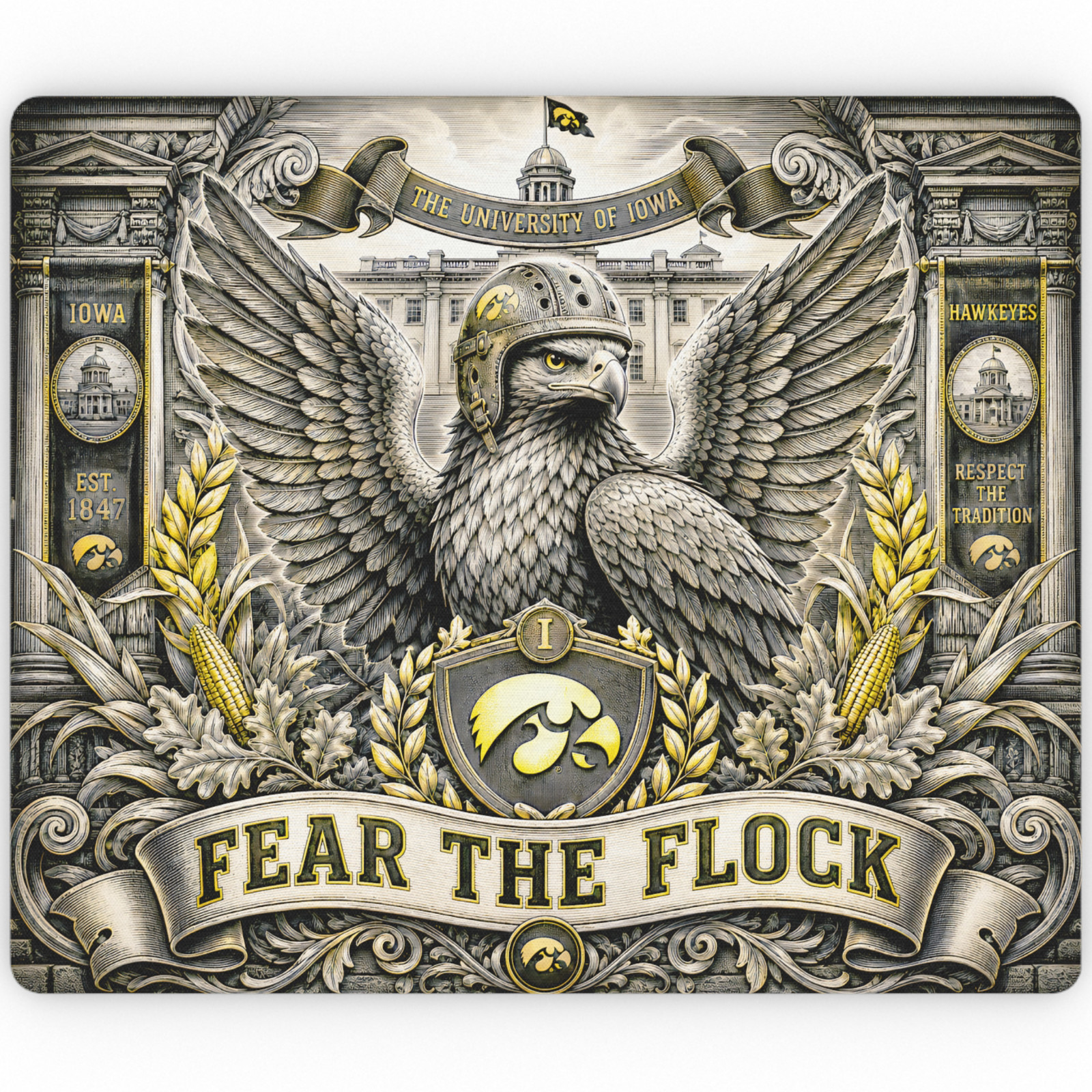 Iowa Hawkeyes Mouse Pad Fear The Flock University of Iowa Desk Fan Gift