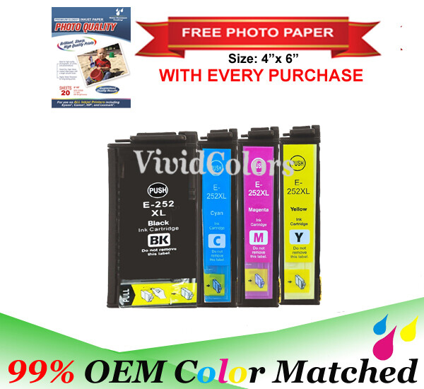 VC Reman 252 XL T252XL Ink for Epson WorkForce WF-3620 WF-3640 WF-7110 WF-7210