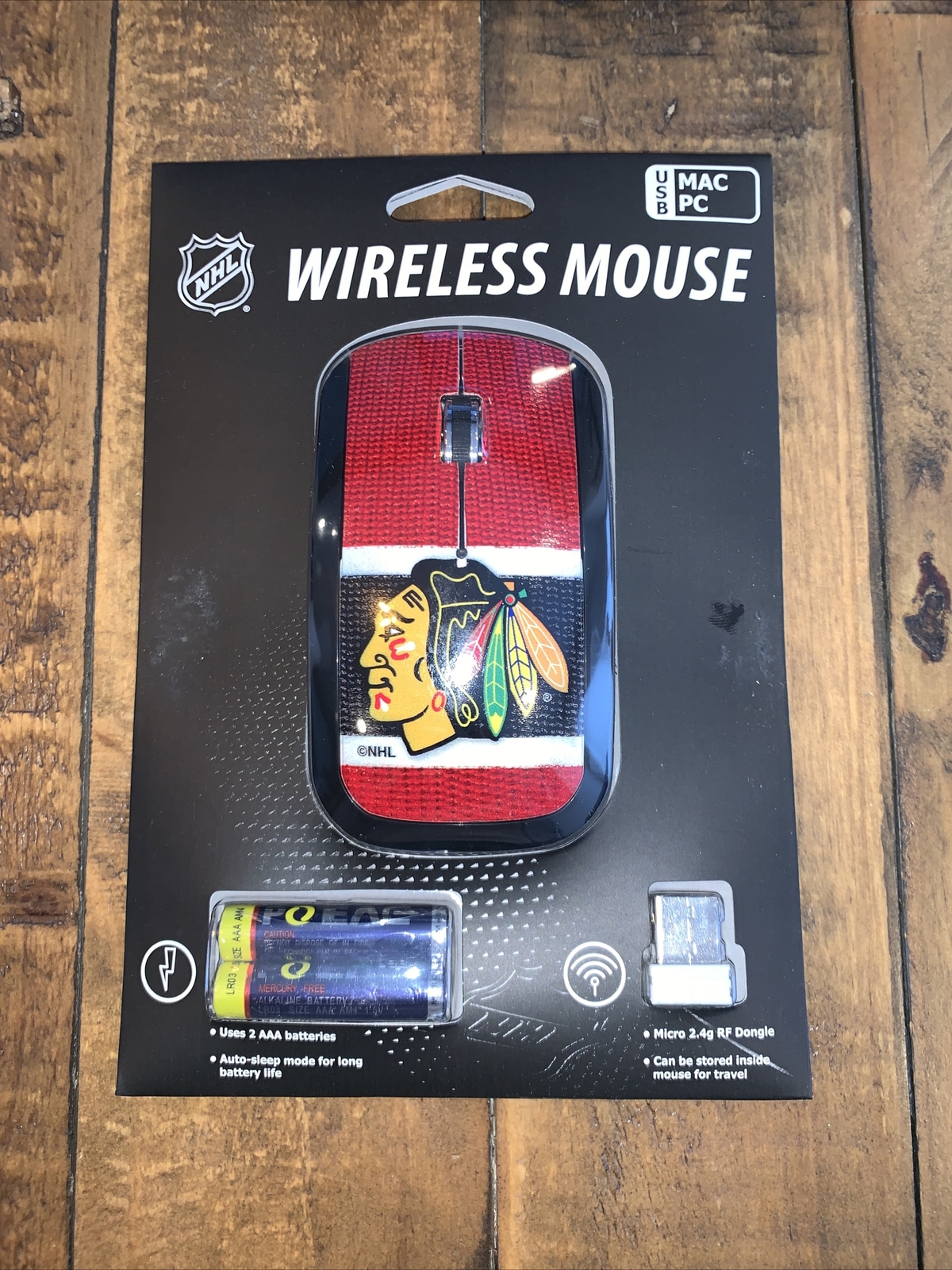 NEW NHL Chicago Blackhawks USB Wireless Mouse Keyscaper - Game On Gloves