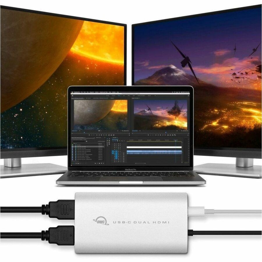OWC USB-C to Dual HDMI 4K Display Adapter with DISPLAYLINK