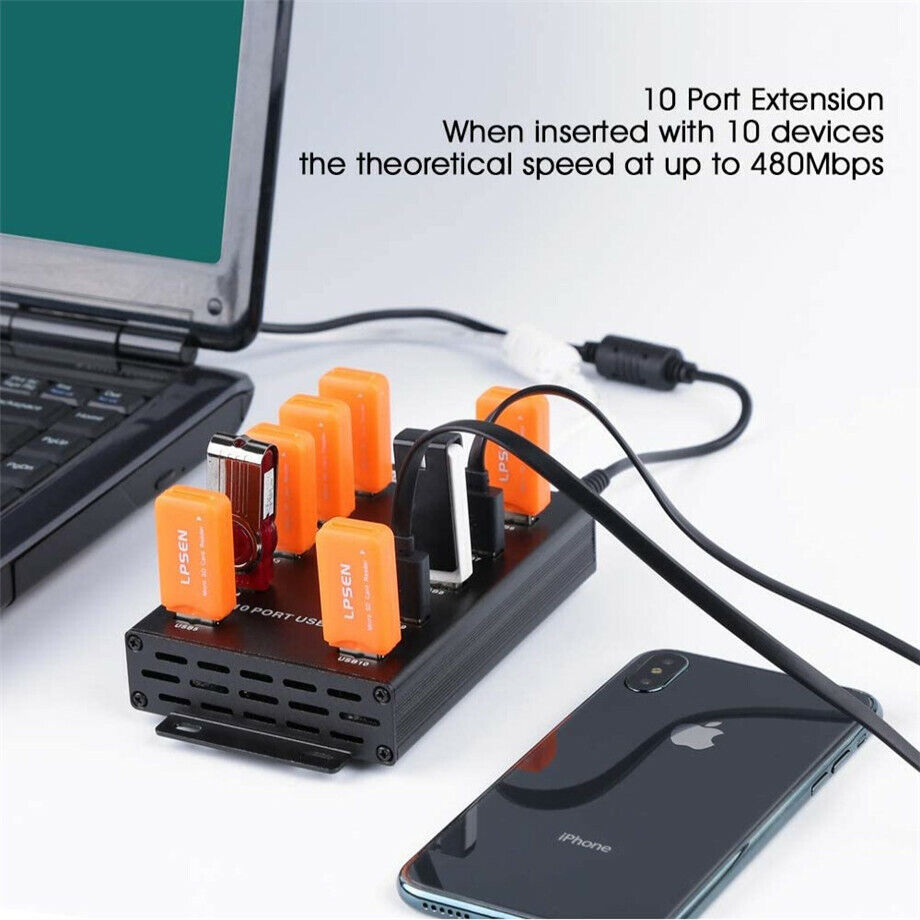 New 10 Port USB Data HUB industrial USB 2.0 Powered HUB For Mining 