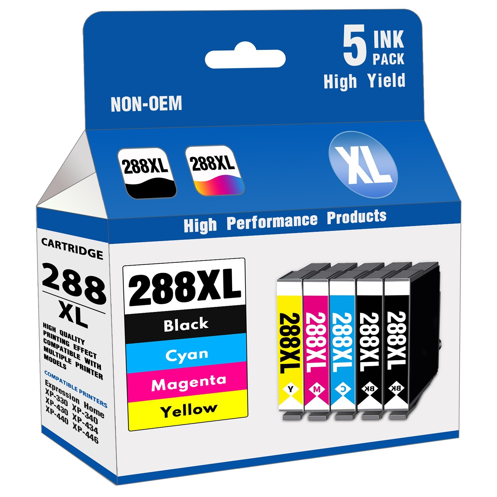 288XL Ink Cartridge Combo for Epson XP-440 XP-434 XP-430 XP-446 Printers(5-Pack)