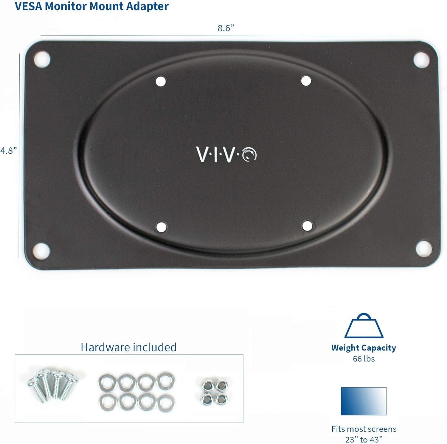 Steel VESA Monitor Mount Adapter Plate for Monitor Screens up to 43