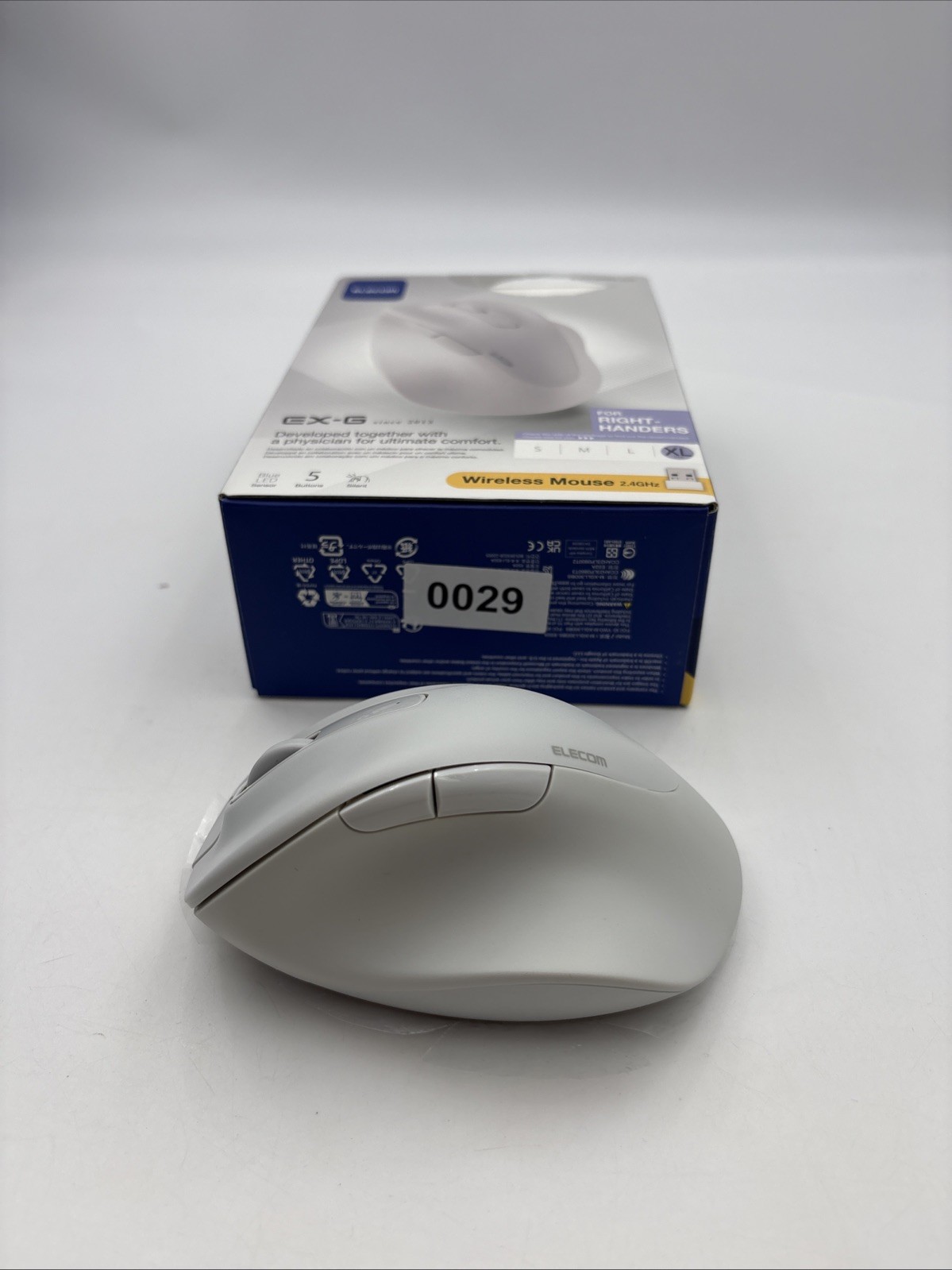Elecom Wireless Mouse 2.4GHz 5 Buttons, Silent Click, XL