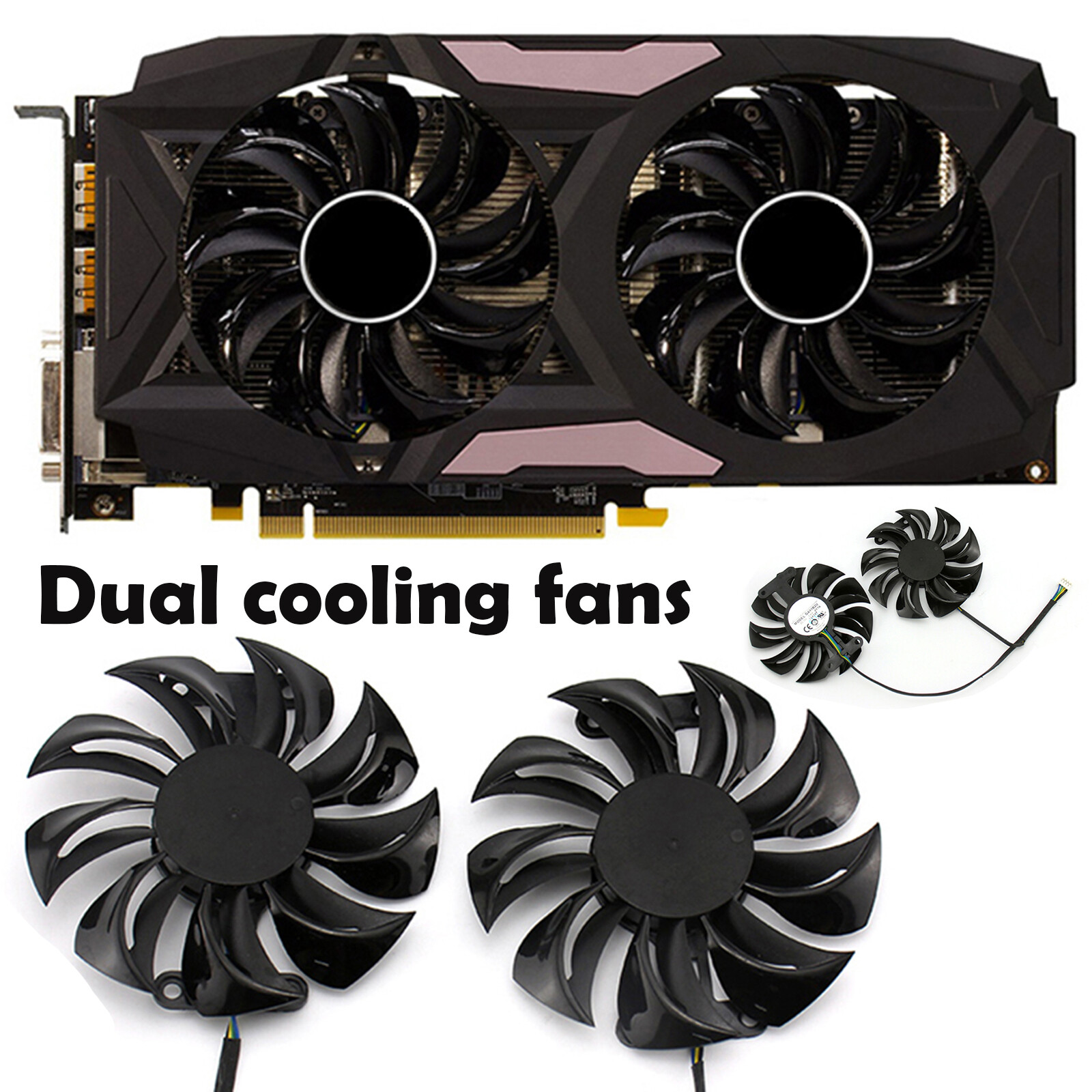 For Dataland PowerColor RX480 RX470 470D 580 Graphics Card Dual Fan GA91B2U 12V