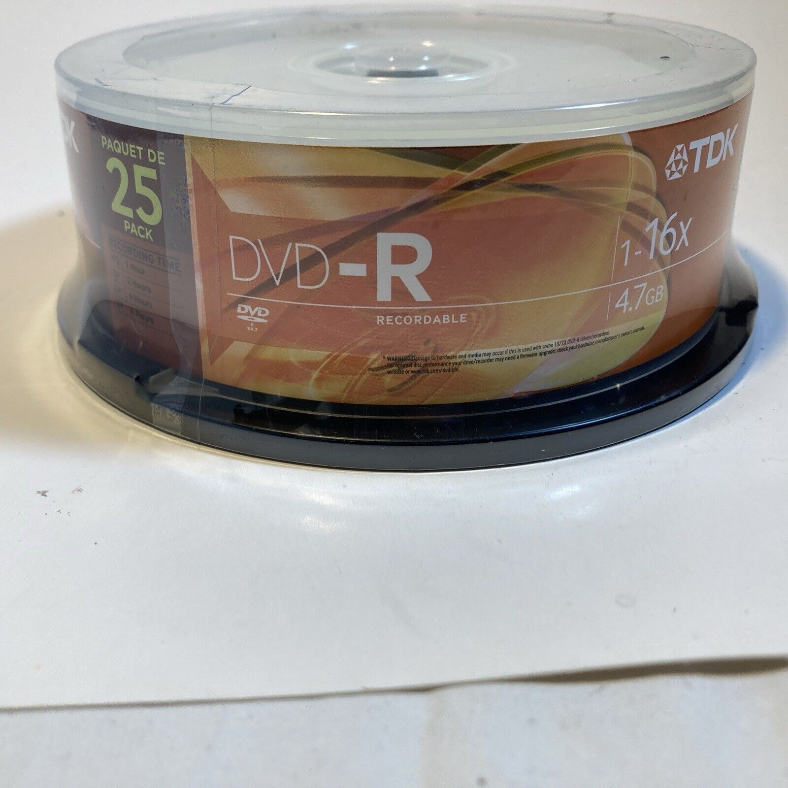 TDK DVD-R 25 Pack 4.7GB 120 Minutes 16X Recordable DVD - R  Disks Factory Sealed