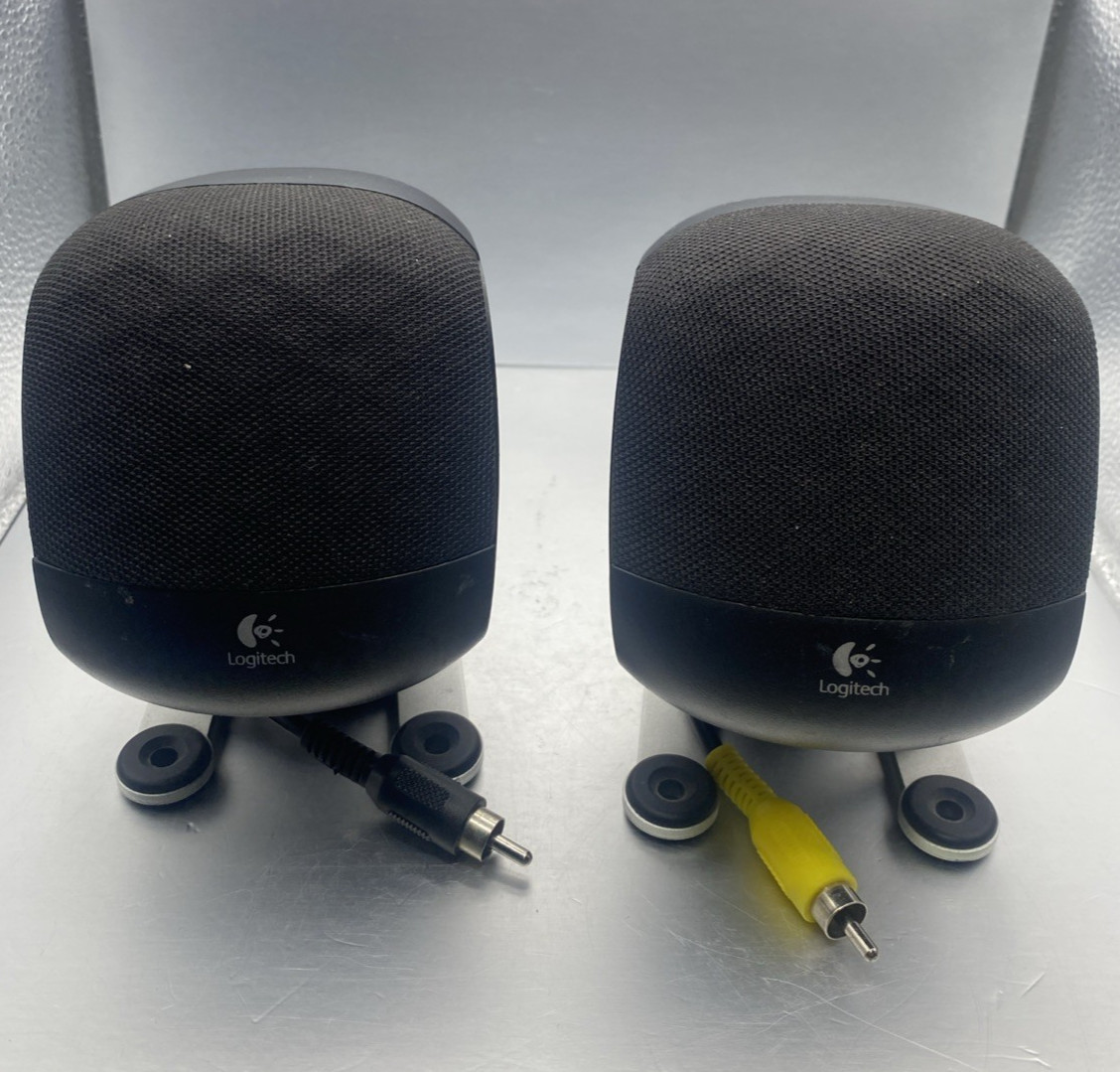 Logitech Z-640 Computer System Satellite 2x Speakers Front Left Right Black Yel