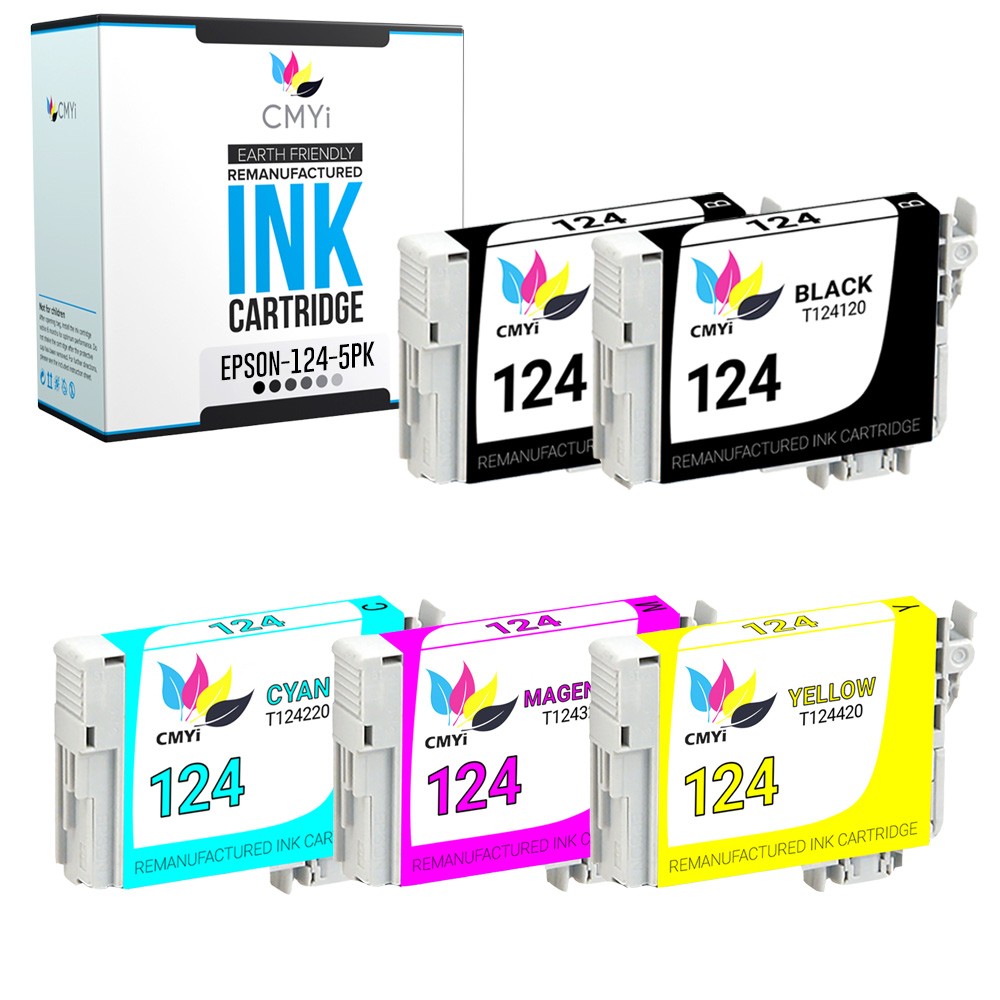 5PK CMYi Replacement 124 Combo Pack Ink Cartridges for Epson Stylus NX420 NX127